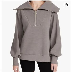 Varley Taupe Ribbed Top